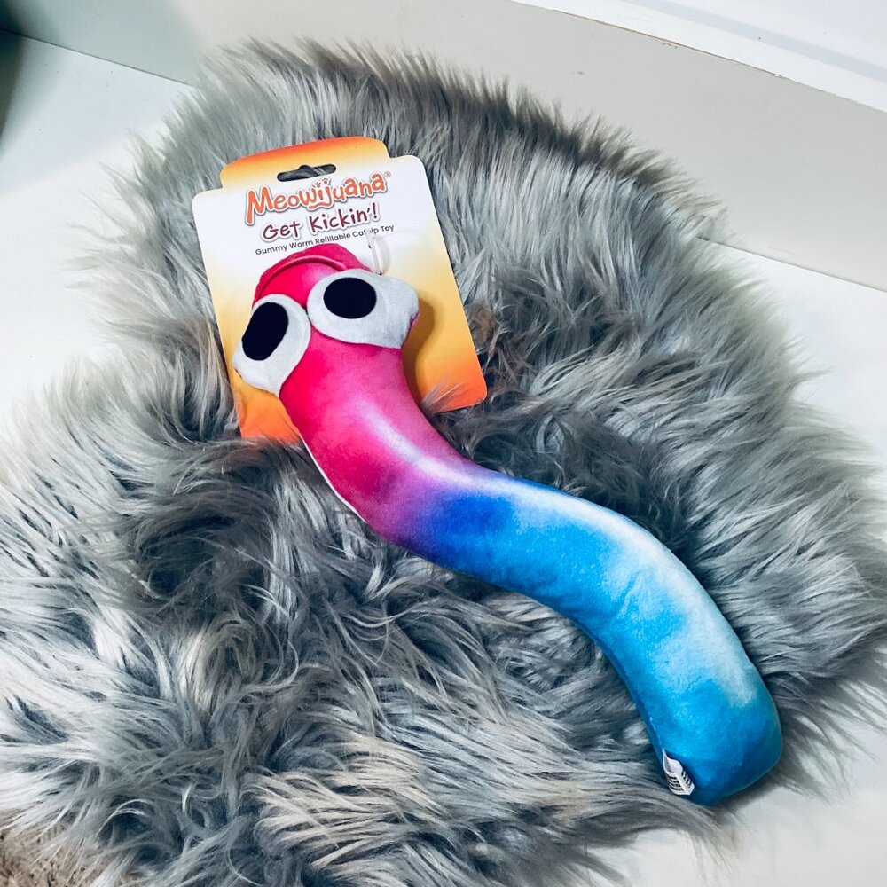 Meowijuana Get Kickin'! Gummy Worm Refillable Catnip Toy NWT